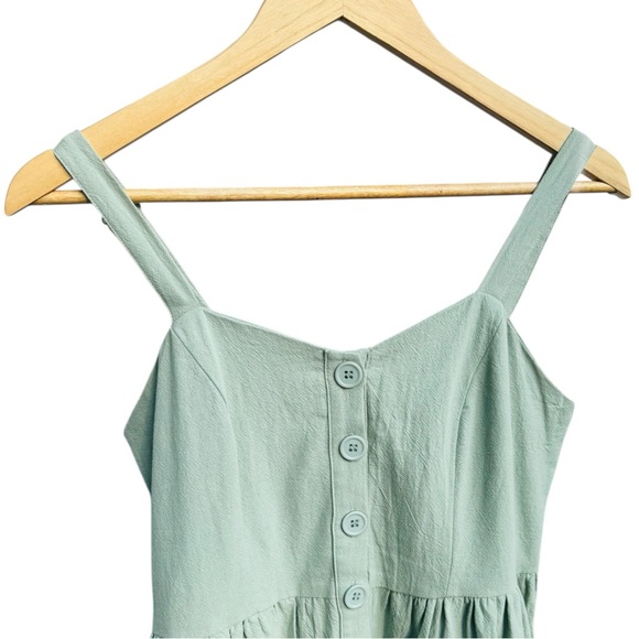 BALTIC BORN Sammy Tank Midi Dress Sage Green Button Accents Pockets Women’s - Picture 5 of 10
